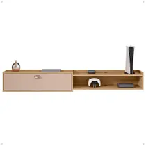 Rack Suspenso 1.8 Estante Home Supremo King Tv Smart 55 60 65 70 Pol. 1 Porta Nicho Puxador Concha Sala Quarto - Hanover/Fendi - Lojas RPM