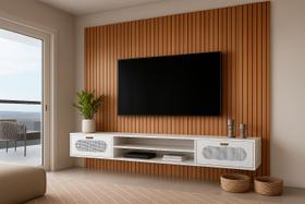 Rack Suspenso 180cm Com Painel 230 cm De Largura Todo Em MDF