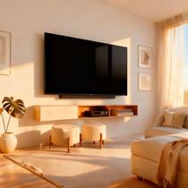 Rack Suspenso 184cm para TV até 60 Polegadas Branco Moderno sala grande