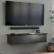 Rack Suspenso Aparador Sala TV Moderno Parede MDF/MDP Portas Basculantes