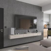 Rack Suspenso Bali 2.20 Cm Sala De Estar/quarto - Lukaliam Móveis - Off White Perolizado