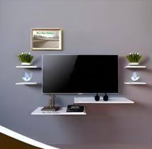 Rack Suspenso Com 6 Prateleiras Para Salas E Quartos Em Mdf Branco Rack Suspenso Com 6 Prateleiras Para Salas E Quartos Em Mdf Branco