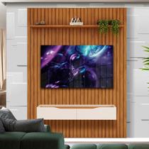 Rack Suspenso Com Painel Ripado Até 65 Polegadas Freijó Off White Vega Shop Jm