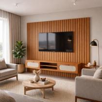 Rack Suspenso com Painel Ripado Grande 2,20x2,30 para TV até 65” Design Moderno Rack Suspenso com Painel Ripado Grande 2,20x2,30 para TV até 65” Design Moderno