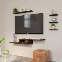 Rack Suspenso Cor Castanho Para Quartos e Salas com Prateleiras e Nicho Para Tv Rack Suspenso Cor Castanho Para Quartos e Salas com Prateleiras e Nicho Para Tv
