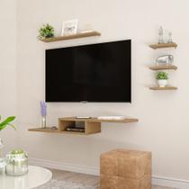 Rack Suspenso Cor Nature Para Quartos e Salas com Prateleiras e Nicho Para Tv Rack Suspenso Cor Nature Para Quartos e Salas com Prateleiras e Nicho Para Tv