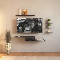 Rack Suspenso Cor Preto Para Quartos e Salas com Prateleiras e Nicho Para Tv Rack Suspenso Cor Preto Para Quartos e Salas com Prateleiras e Nicho Para Tv