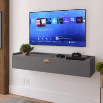 Rack Suspenso Home Classic New Tv 32 Polegadas 1 Porta Puxador Concha Quarto Sala Recepção Cinza - Lojas RPM