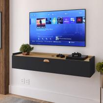 Rack Suspenso Home Classic New Tv 32 Polegadas 1 Porta Puxador Concha Quarto Sala Recepção Preto/Hanover- Lojas RPM