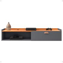Rack Suspenso Home Classic Tv 32 Polegadas 1 Porta Puxador Concha Decoração Minimalista Quarto Sala Recepção Cinza/Cinamomo Lojas RPM
