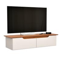Rack Suspenso Home Estante de Parede Bancada Prateleira Embutida Decoração para Sala Estar ou Quarto Flow 2 Portas Offwhite/Freijó