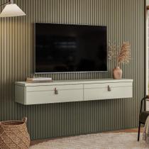 Rack Suspenso Line P/ Tvs até 50 Polegadas 135cm 2 Portas Off White Bege - Olivar Móveis Rack Suspenso Line P/ Tvs até 50 Polegadas 135cm 2 Portas Off White Bege - Olivar Móveis