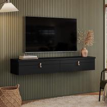 Rack Suspenso Line P/ Tvs até 50 Polegadas 135cm 2 Portas Preto - Olivar Móveis