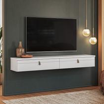 Rack Suspenso Line P/ Tvs até 55 Polegadas 160cm 2 Portas Branco - Olivar Móveis Rack Suspenso Line P/ Tvs até 55 Polegadas 160cm 2 Portas Branco - Olivar Móveis