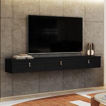 Rack Suspenso Line P/ Tvs até 65 Polegadas 180cm 2 Portas Preto - Olivar Móveis