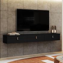 Rack Suspenso Line P/ Tvs até 65 Polegadas 180cm 2 Portas Preto - Olivar Móveis