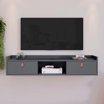 Rack Suspenso Multifuncional Sala ou Quarto Decoração Nicho 2 Portas Prateleira Cinza Rack Suspenso Multifuncional Sala ou Quarto Decoração Nicho 2 Portas Prateleira Cinza