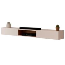 Rack Suspenso para Painel ou TV até 75 Polegadas 2,10m 2 Portas com Nicho Montreal Off White