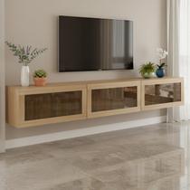 Rack Suspenso para Tv 3 Portas Basculante 240cm R1500 Yescasa Marrom Jatoba Terroso