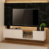 Rack Suspenso Para Tv Até 55 Cor Branco E Madeira Branco