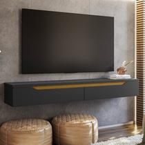 Rack Suspenso para TV até 55 Polegadas MDF 160cm Uno Preto/Cedro Rack Suspenso para TV até 55 Polegadas MDF 160cm Uno Preto/Cedro