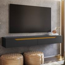Rack Suspenso para TV até 55 Polegadas MDF 160cm Uno Preto/Cedro Rack Suspenso para TV até 55 Polegadas MDF 160cm Uno Preto/Cedro