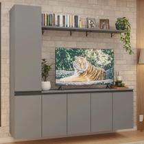 Rack Suspenso Para Tv Até 70 Polegadas + Prateleira 200cm Nice Madesa 01 Cinza