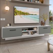 Rack Suspenso para TV até 80 Polegadas 218 cm 2 Portas Branco/Cinza Agata Madesa