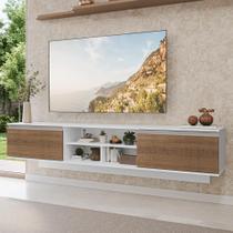Rack Suspenso para TV até 80 Polegadas 218 cm 2 Portas Branco/Rustic Glamy Madesa