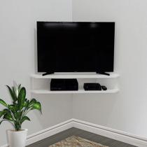 Rack Suspenso Para Tv De Até 43” Aparador Bancada Estante De Canto Branco