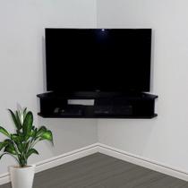 Rack Suspenso Para Tv De Até 43” Aparador Bancada Estante De Canto Preto