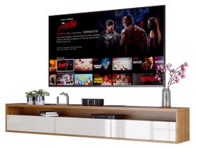 Rack Suspenso para TV Life 1.36 Off White com Freijó - MóveisAqui