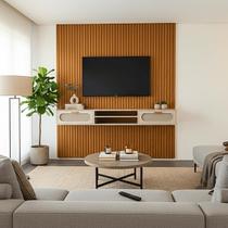 Rack Suspenso Para Tv Santorini Com Nichos Organizadores