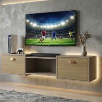 Rack Suspenso Pequeno Home Shop Bancada TV 42" Nicho Decorativo Porta Basculante Puxador Concha Sala Quarto Rack Suspenso Pequeno Home Shop Bancada TV 42" Nicho Decorativo Porta Basculante Puxador Concha Sala Quarto