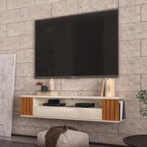 Rack Suspenso Ripado Luxo Para TV até 60 Polegadas Com 1 Porta e Nichos 135 cm