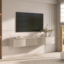 Rack Suspenso Ripado para TV até 75 Polegadas 180cm Aruá CabeCasa MadeiraOriginals Off White