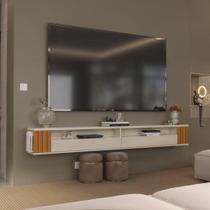 Rack Suspenso Ripado Para TV até 80 Polegadas Luxo Rack Para Painel até 220 Com Com Nichos e 1 Porta