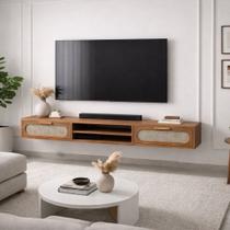 Rack Suspenso Santorini 1.80m MDF Para TV até 65 polegadas com 2 Gavetas