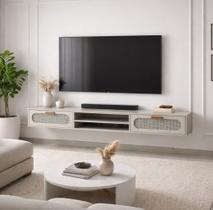 Rack Suspenso Santorini 1.80m MDF Para TV até 65 polegadas com 2 Gavetas