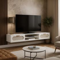 Rack Suspenso Santorini MDF 180cm Duas Gavetas Para Sala de Estar Design Modeno e Luxuoso