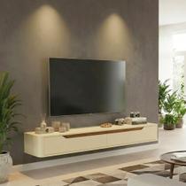 Rack Suspenso Slim Curvo 160cm para TV até 55” Moderno Luxo MDP/MDF com Portas Basculantes - Olivar Móveis