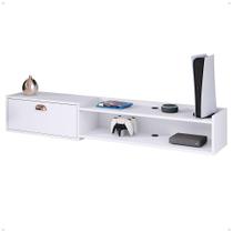 Rack Suspenso Supremo Home TV Smart 55 Pol Porta Basculante Nicho Decoração Sala Quarto - Branco - Lojas RPM