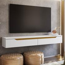 Rack Suspenso Uno P/ Tvs até 55 Polegadas 160cm 2 Portas Branco/Cedro- Olivar Móveis Rack Suspenso Uno P/ Tvs até 55 Polegadas 160cm 2 Portas Branco/Cedro- Olivar Móveis