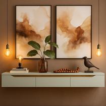 Rack Suspenso Uno P/ Tvs Até 65 Polegadas 180cm 2 Portas Off White/Cedro - Olivar Móveis