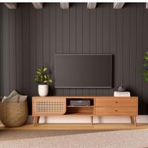 Rack Tela Natural 220cm com 2 Gavetas e Porta de Correr TB311 - Dalla Costa