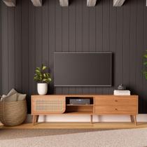Rack Tela para TV em MDF 220 cm com 2 Gavetas e Porta de Correr Freijó Dalla Costa TB311JJ Rack Tela para TV em MDF 220 cm com 2 Gavetas e Porta de Correr Freijó Dalla Costa TB311JJ