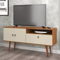 Rack Topázio Cumarú/Off White - Patrimar Móveis Rack Topázio Cumarú/Off White - Patrimar Móveis