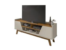 Rack Turim 1.6 Off White/Naturalle - Bechara Móveis Rack Turim 1.6 Off White/Naturalle - Bechara Móveis