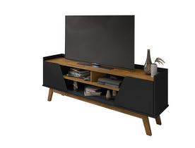 Rack Turim 1.6 Preto Fosco/Naturalle - Bechara Móveis