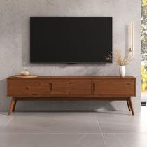 Rack TV 180 cm Sala Retrô 75 Madeira 3 Portas Castanho Tivoli
